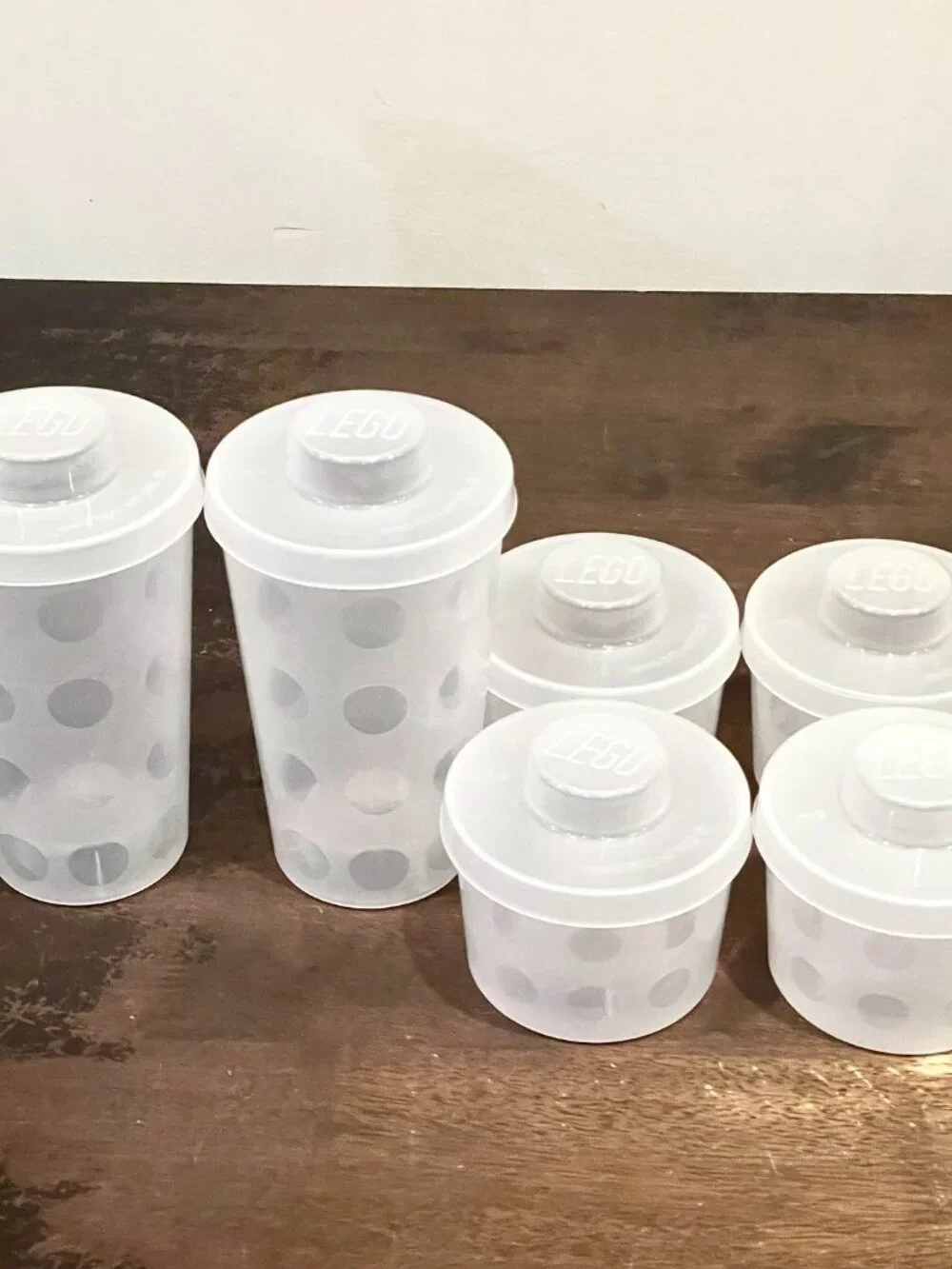 LEGO Pick A Brick Cups with Lids 2 Large + 4 Small Clear Container